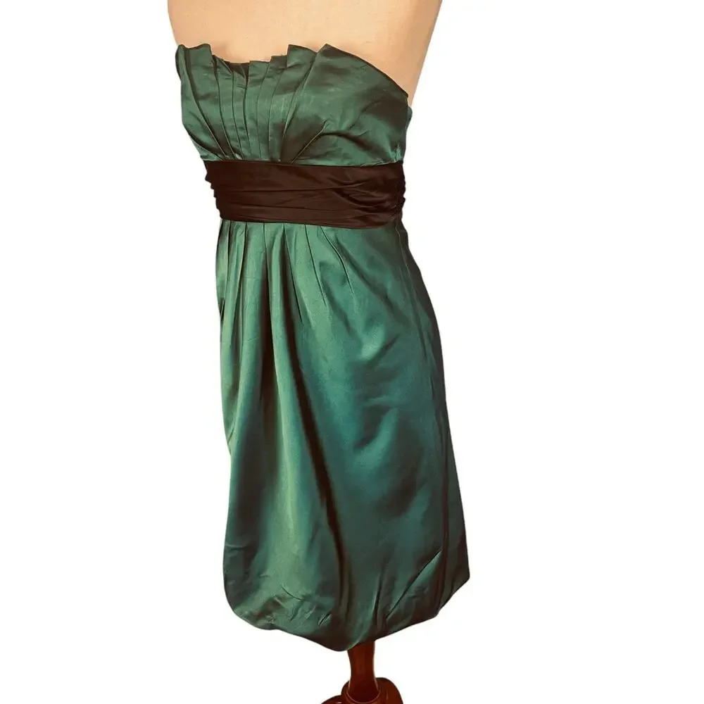 Kay Unger Silk Strapless Bubble Hem Special Occasion Party Dress Green Size 6 - Picture 4 of 8